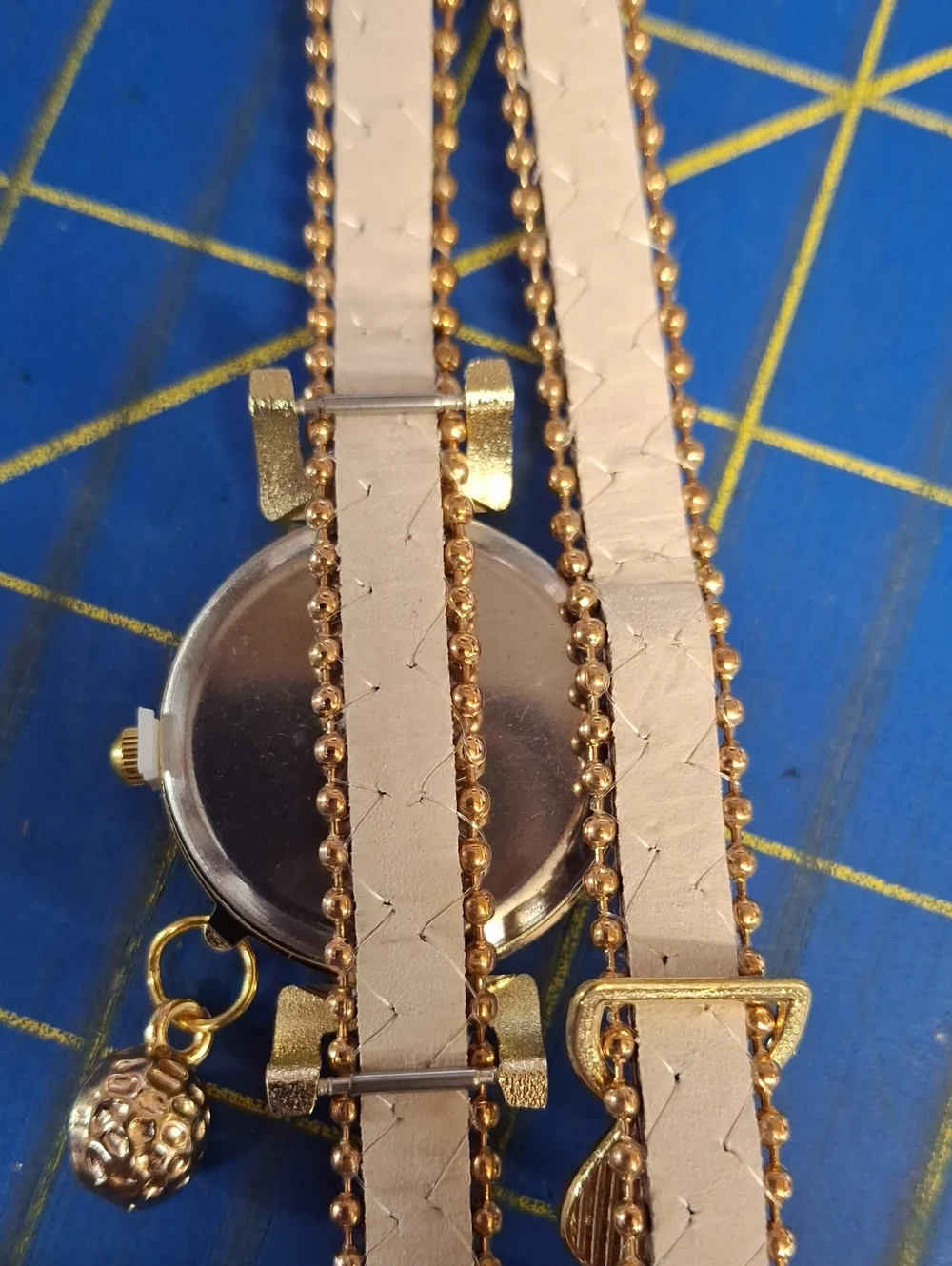 Fan Te Da Rhinestone Pink Love Pleather Charm Gold Tone 8